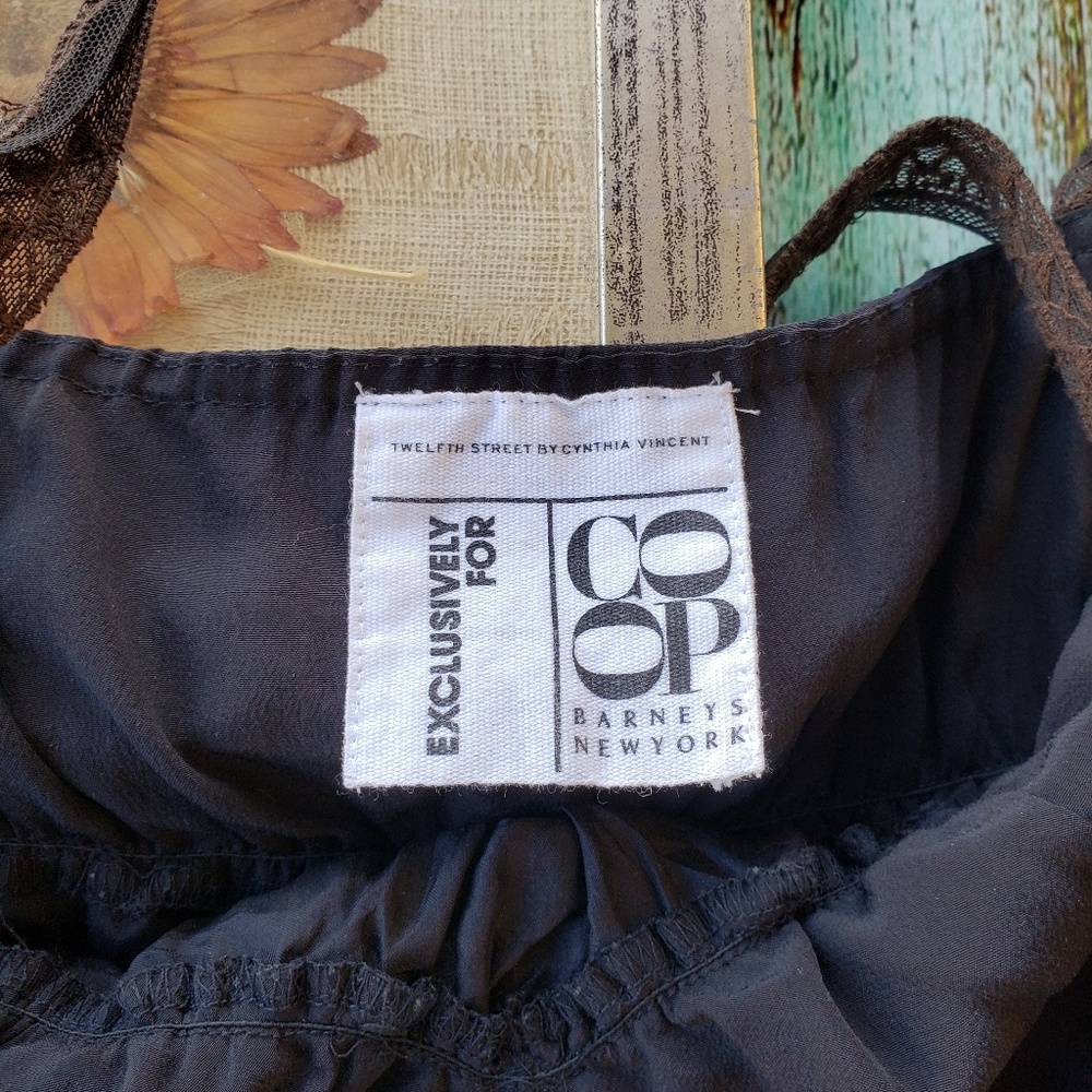 Cynthia Vincent Black Silk Lace Trim Slip Dress XS - Picture 7 of 7